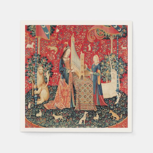 動物を使った遊ユニコーンとレディの臓器 スタンダードカクテルナプキン (正面)