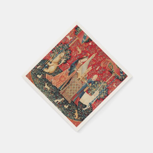 動物を使った遊ユニコーンとレディの臓器 スタンダードカクテルナプキン (角)