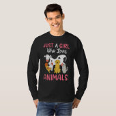 動物を愛する女の子だけの牛の鶏犬猫 Tシャツ (正面フル)