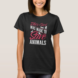 動物を救うために生まれた女の子 獣医 Tシャツ