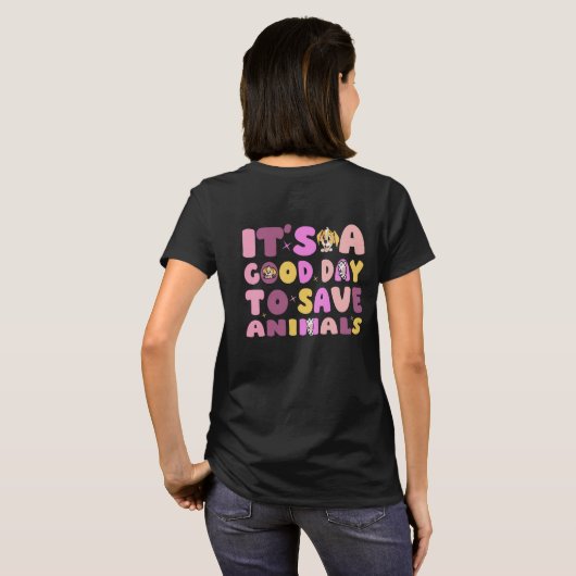 動物を救うのに良い日 Tシャツ (裏面フル)