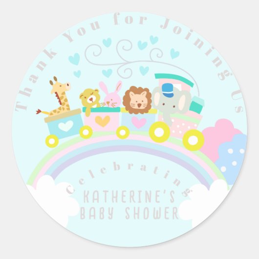 動物を青にトレーニング ラウンドシール (正面)