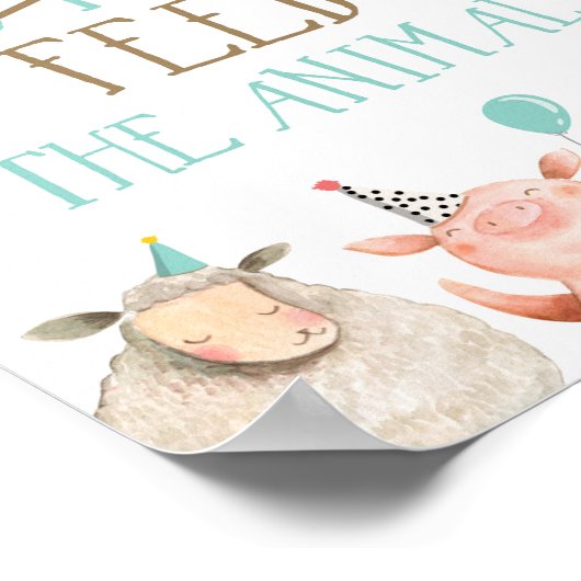 動物を食べ物を与え育てない動物納屋周囲の庭誕生日 ポスター (角)