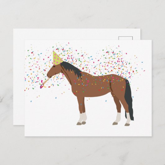 動物を飼育する馬パーティー シーズンポストカード (正面/裏面)