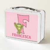 動物アルファベットのピンクのカエル文字 メタルランチボックス (裏面)