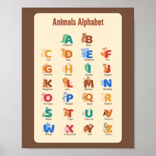 動物アルファベットスクール学教育 ポスター