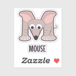 動物アルファベット文字 – M （マウス） シール