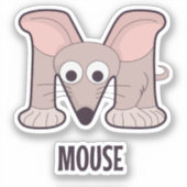 動物アルファベット文字 – M （マウス） シール (正面)