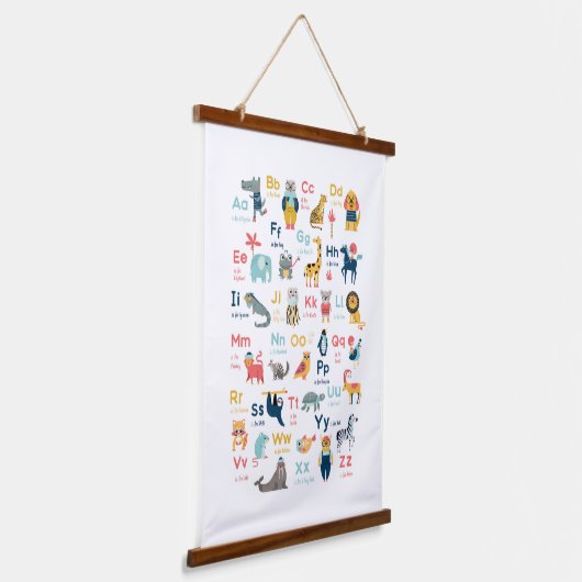 動物アルファベット 吊り下げ型タペストリー (傾斜あり)
