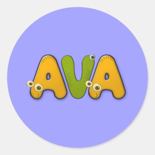 動物アルファベットAva ラウンドシール (正面)