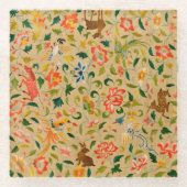 動物アンティーク馬鳥鹿ウサギ ガラスコースター (正面)