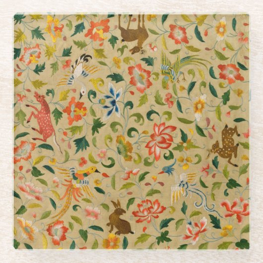 動物アンティーク馬鳥鹿ウサギ ガラスコースター (正面)