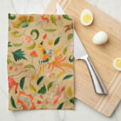 動物アンティーク馬鳥鹿ウサギ キッチンタオル (四つ折り)