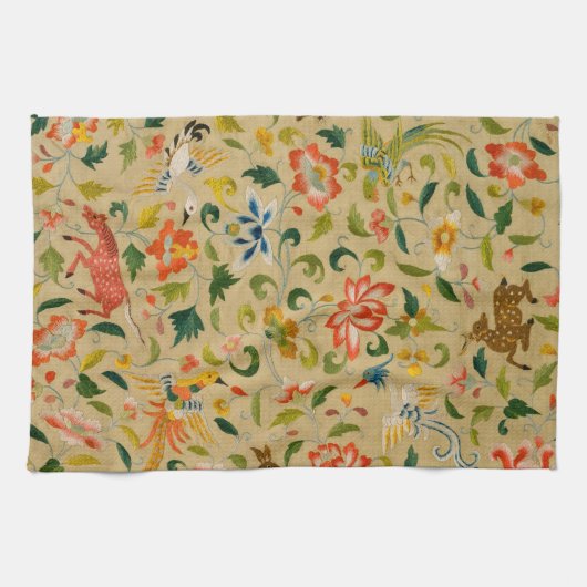 動物アンティーク馬鳥鹿ウサギ キッチンタオル (横)