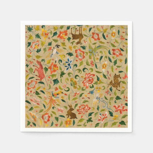 動物アンティーク馬鳥鹿ウサギ スタンダードカクテルナプキン (正面)