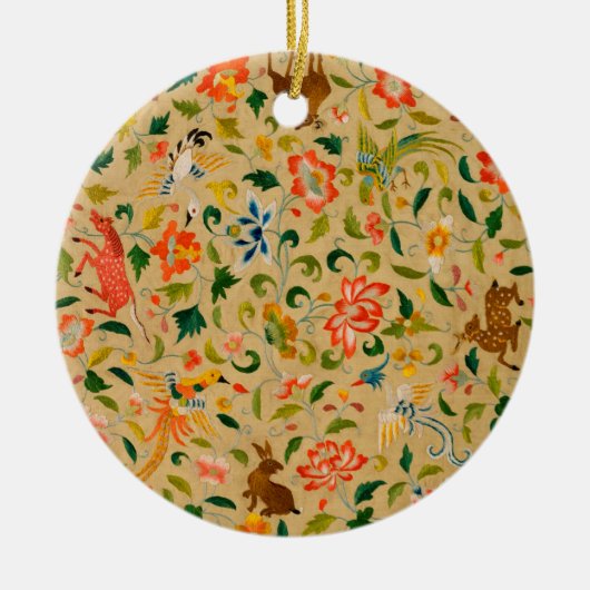 動物アンティーク馬鳥鹿ウサギ セラミックオーナメント (正面)