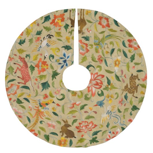 動物アンティーク馬鳥鹿ウサギ ブラッシュドポリエステルツリースカート (正面)