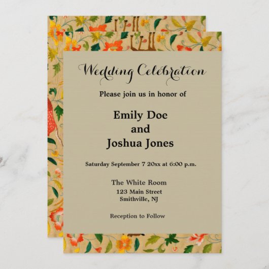 動物アンティーク馬鳥鹿ウサギ 招待状 (正面/裏面)