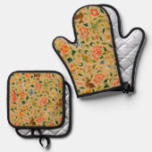 動物アンティーク馬鳥鹿ウサギ 鍋つかみ&鍋敷きセット (正面/裏面)