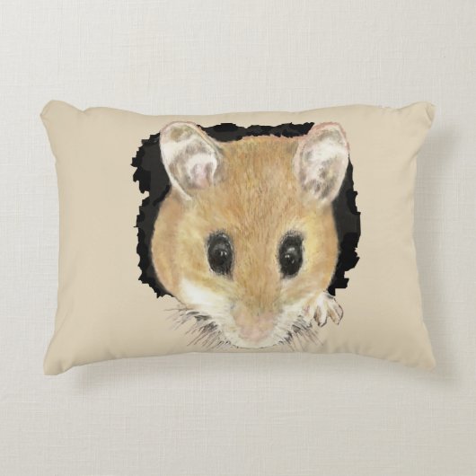 動物アートかわいいネズミが透き通る水彩画 アクセントクッション (正面)