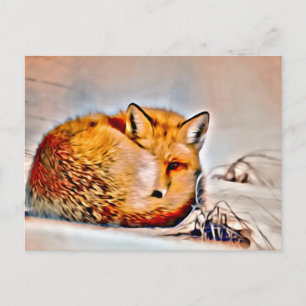 *~*動物アート赤キツネAp18芸術的野生動物 ポストカード