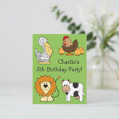 動物イラストレーションカスタム文字キッズ招待状 招待状 (スタンド正面)