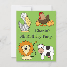 動物イラストレーションカスタム文字キッズ招待状 招待状