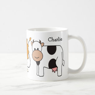 動物イラスト名前をカスタムするキッズマグカップ コーヒーマグカップ