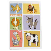 動物イラスト名前をカスタムするキッズ抱き枕 ミディアムペーパーバッグ (正面)