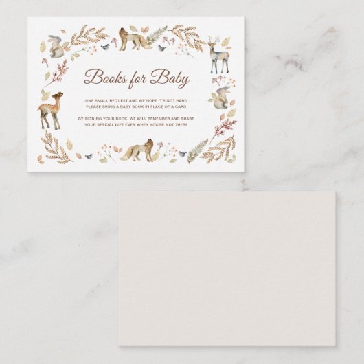 動物ウッドランド赤ちゃんシャワーベビー エンクロージャーカード (正面/裏面)
