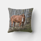 動物ウマ科の愛好家のための牧場の馬の写真デザイン クッション (裏面)