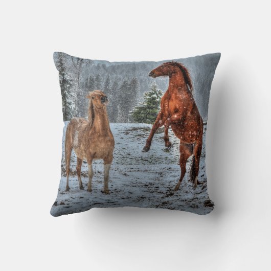 動物ウマ科の愛好家のための牧場の馬の写真デザイン クッション (裏面)