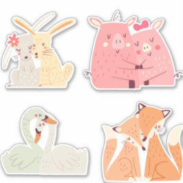 動物カップル，セットシール シール