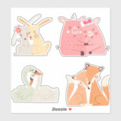 動物カップル，セットシール シール (シート)