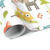 動物カラフルと森の葉のパターン ラッピングペーパー (ロールコーナー)