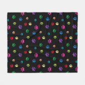 動物カラフルの手が黒にプリント フリースブランケット (正面(横))