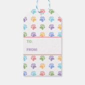 動物カラフルの手のプリントのパターン ギフトタグ (裏面)