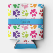 動物カラフルの手のプリント 缶クーラー (正面)