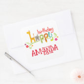 動物カラフルキャラクターハッピーバースデー スクエアシール (封筒)