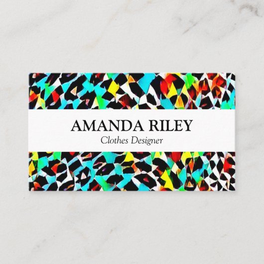 動物カラフル柄プリント名刺 名刺 (正面)