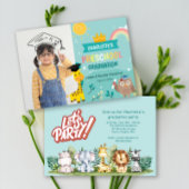 動物キップレスクール写真卒業パーティー招待状 招待状