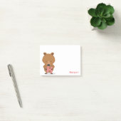 動物クマのモノグラムピンクの名前キッズポストイットノート ポストイット (オフィス)