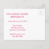 動物クラッカーの誕生日パーティーへようこそ インビテーションポストカード (裏面)