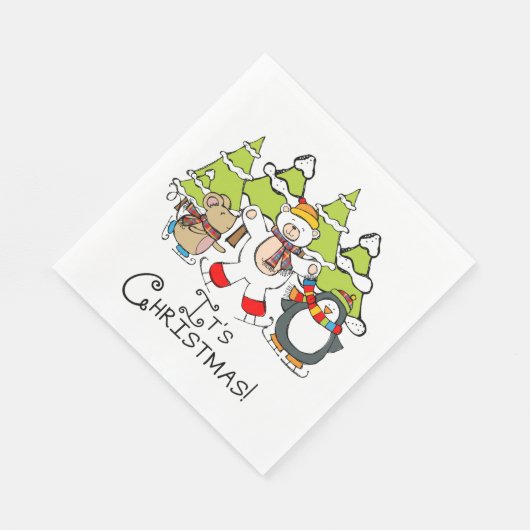 動物クリスマス スタンダードランチョンナプキン (角)