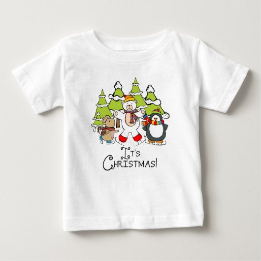 動物クリスマス ベビーTシャツ (正面)