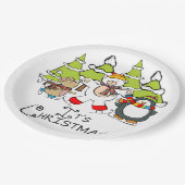 動物クリスマス ペーパープレート (アングル)