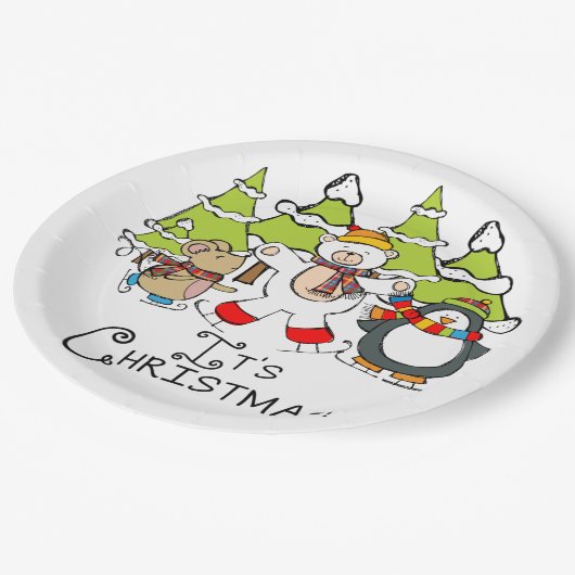 動物クリスマス ペーパープレート (アングル)
