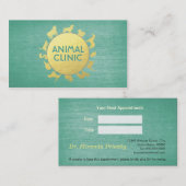 動物クリニック病院ペットケアシッター金ゴールド動物 予約カード (正面/裏面)