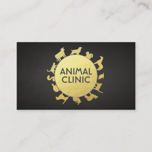 動物クリニック病院ペットケアシッター金ゴールド動物 予約カード (正面)