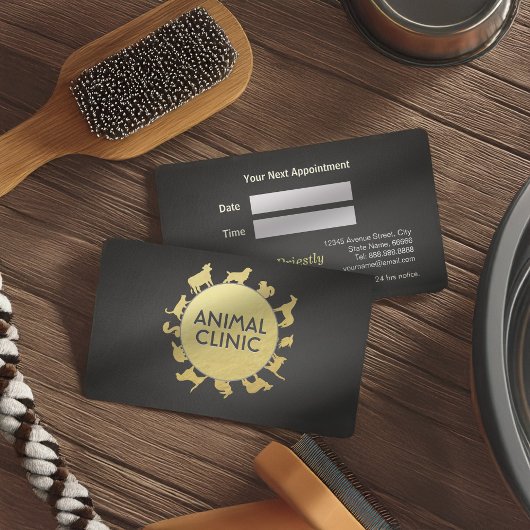 動物クリニック病院ペットケアシッター金ゴールド動物 予約カード